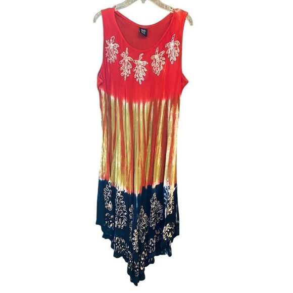 Seven Islands OS Red Blue Rhinestones Sequin Patriotic Beach Vacation Swim Cover - Picture 1 of 6